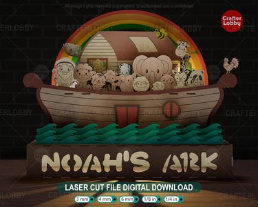 Noah's Ark Standing Arch SVG File, Bible Story, Sunday School Craft, Glowforge, Schwibbogen SVG, Lightburn, CrafterLobby