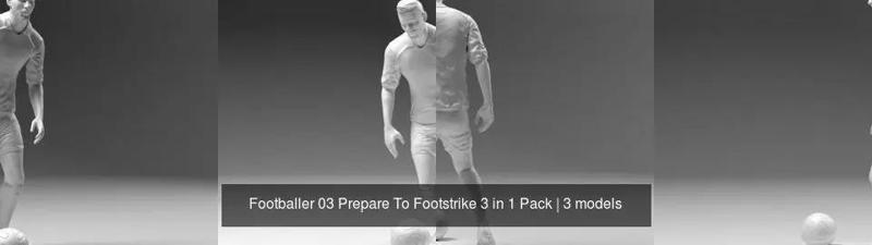 Footballer 03 Prepare To Footstrike 3 in 1 Pack 3D Model Collection
