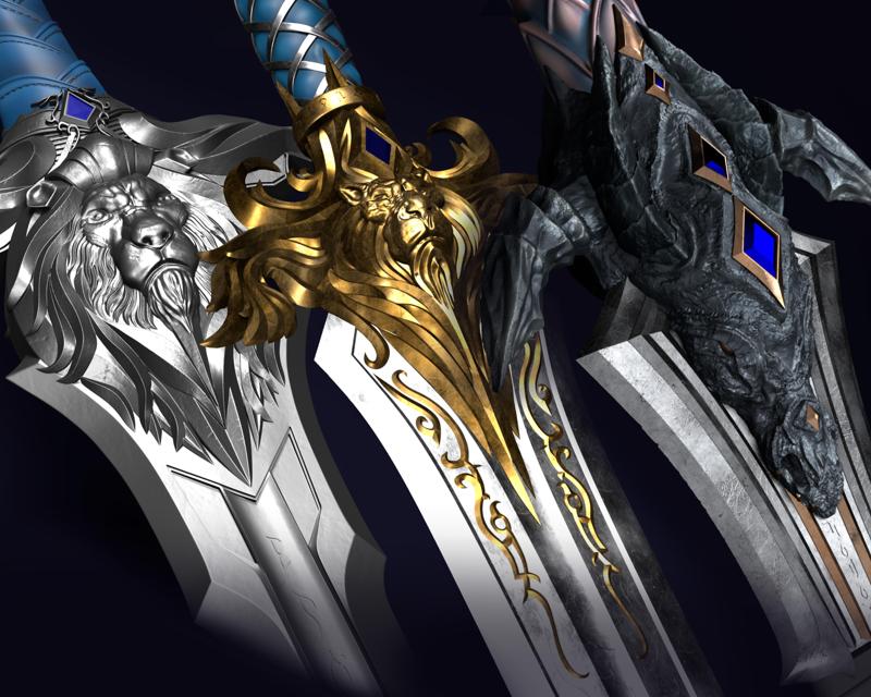Warcraft movie cosplay sword pack 3D Model Collection