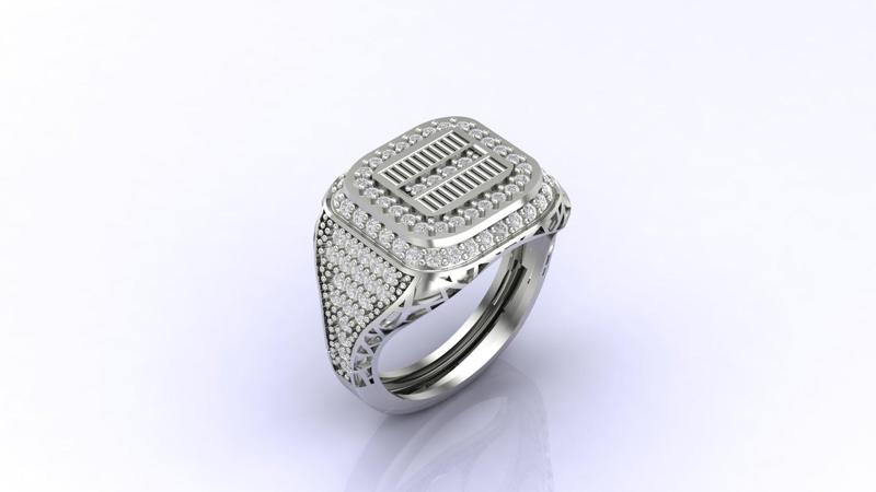 Gents Ring Print Ready STL 3DM Gents Rings Diamond Men Ring 3D print model