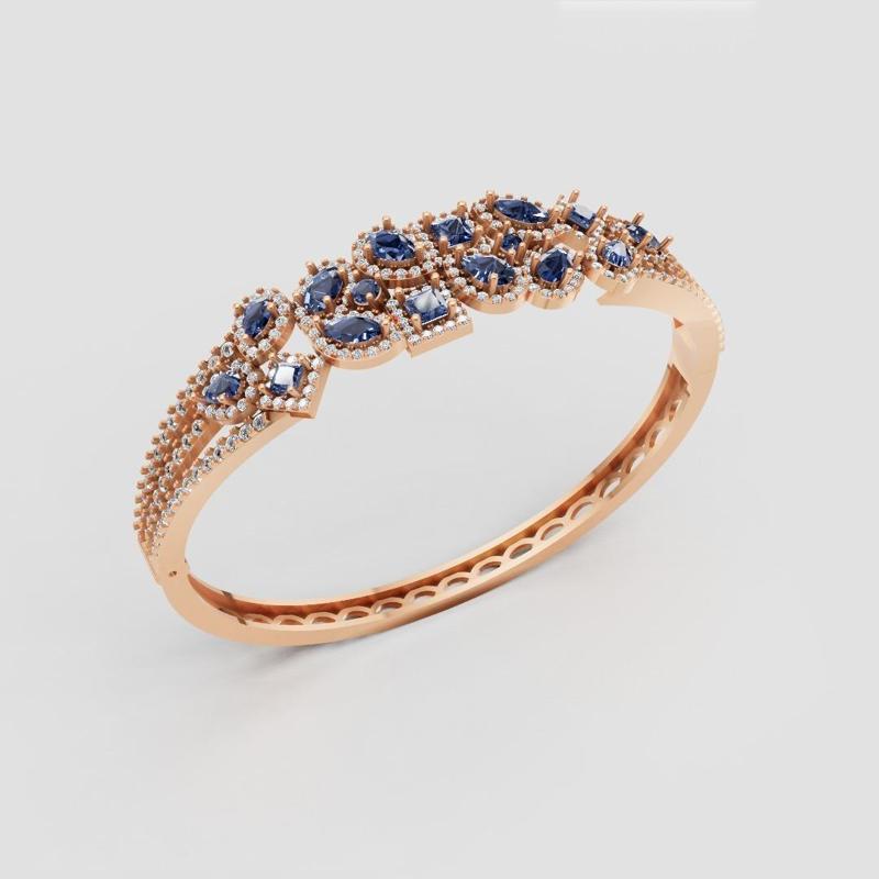 3D Printable Jewelry design of Bangle with diamonds