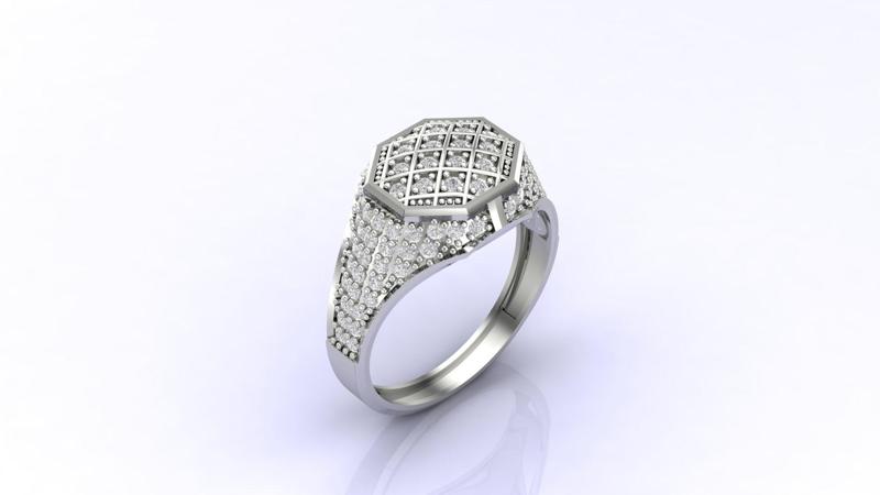 Gents Ring Print Ready STL 3DM Gents Rings Diamond Men Ring 3D print model