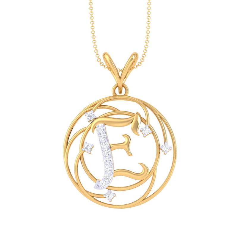 3D Printable Cad jewelry design of Lady diamond Pendant Letter model