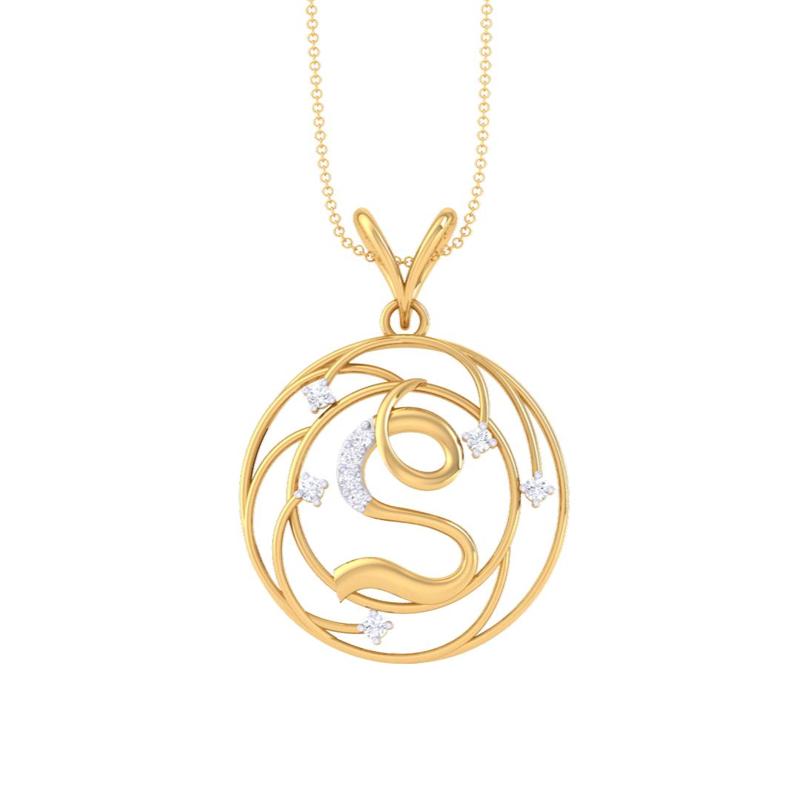 3D Printable Cad jewelry design of Lady diamond Pendant Letter model