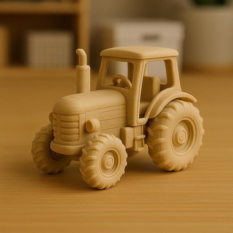 3D Printable Cartoon Tractor Toy – STL Model for Kids and Decor
