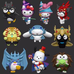 Sanrio x Yugioh 10 figuras and bases