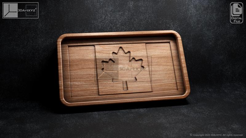 Canada Flag Tray - CNC Files for Wood (svg, dxf, eps, ai, pdf)