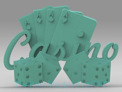 3D Model STL File for CNC Router Laser & 3D Printer Casino Cards and Dices