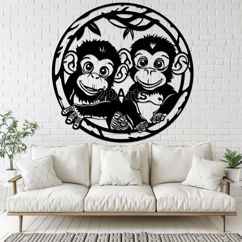 Cute Baby Monkeys 2D Wall Art/Window Art