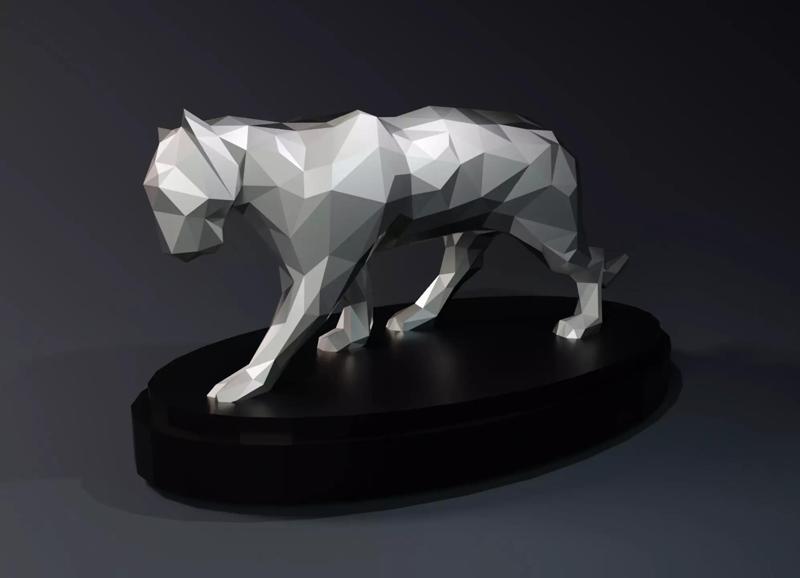 Low Poly Panther Statue