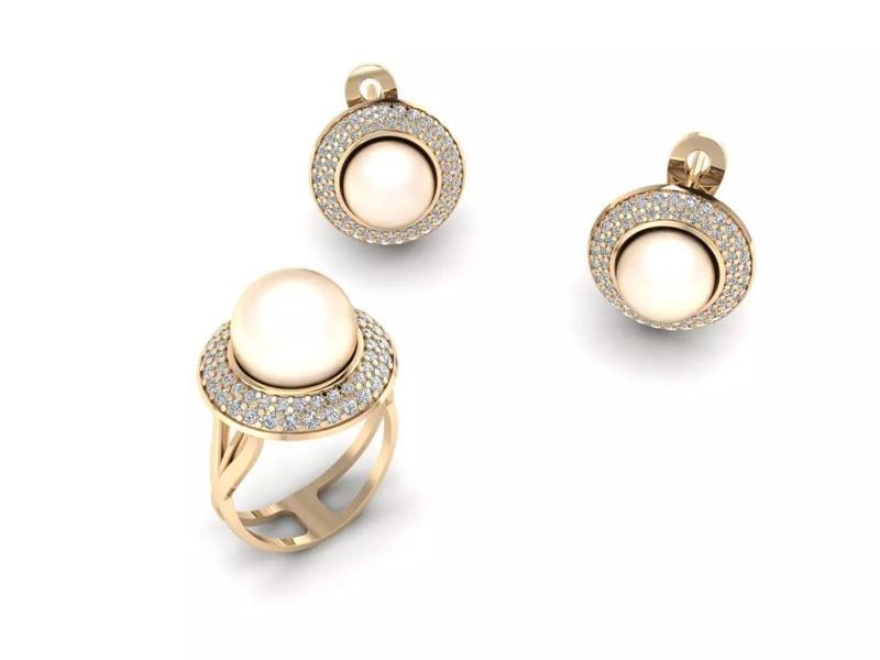 Collection 1 pearl and diamond earrings gold