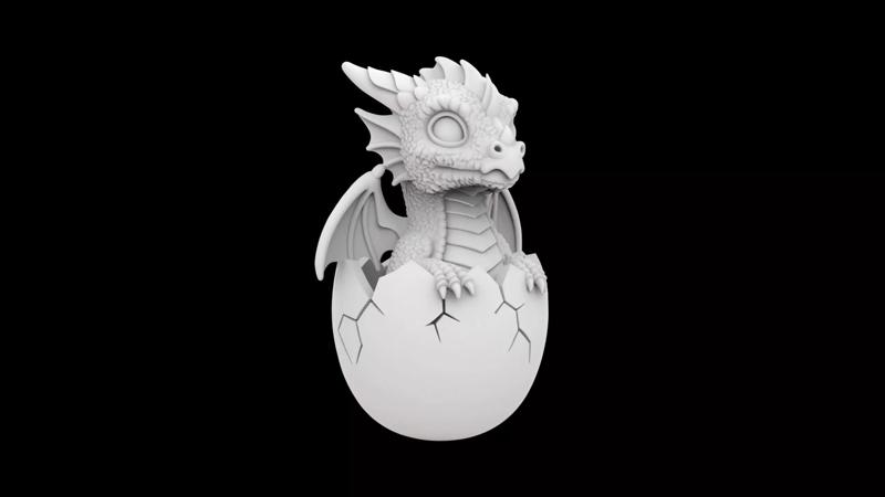 Baby Dragon Hatching from Egg
