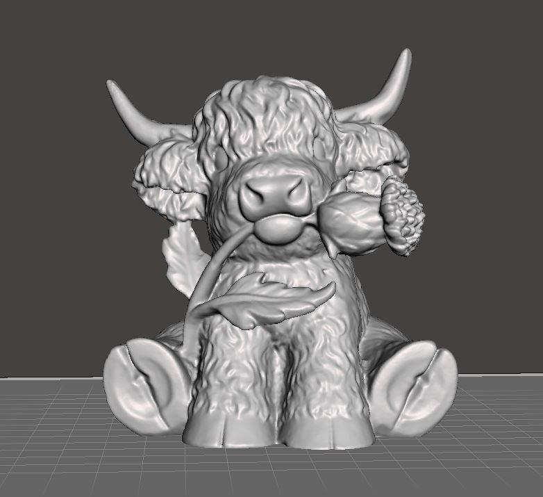 Scottish Highland Cow with Thistle - Scotland