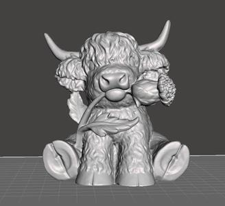 Scottish Highland Cow with Thistle - Scotland