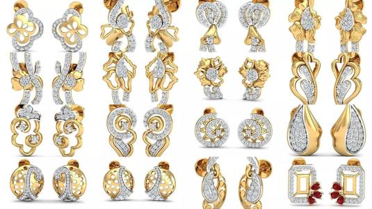 246 Women Earrings 3dm STL OBJ FBX Details 3D Model Collection