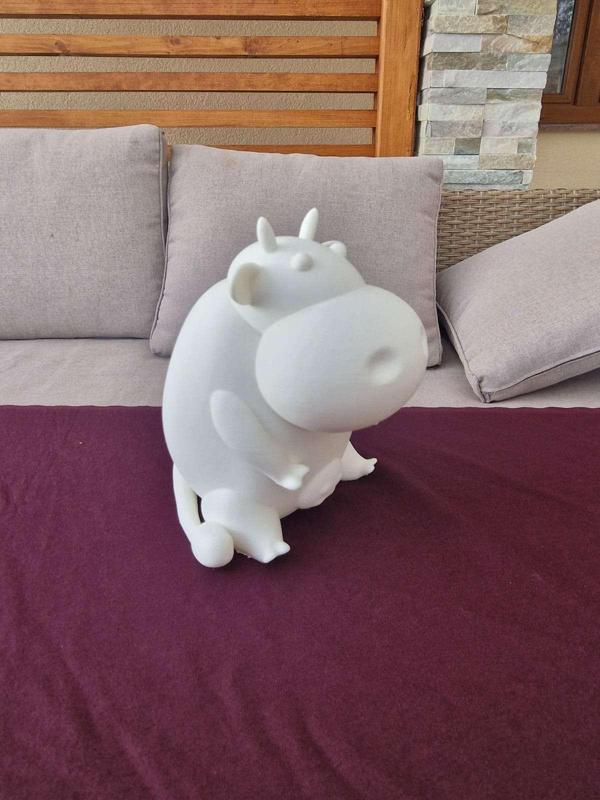 Chubby Cow, Sitting Fat Cow Statue, Chibi Cute