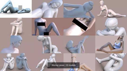 Woman pose 3D Model Collection