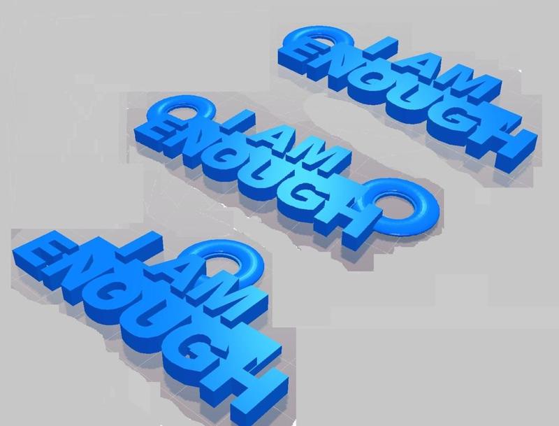 "I AM ENOUGH" kechain necklace charm - self improvement message