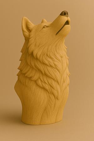 Realistic Wolf Head Bust – 3D Printable Animal Sculpture