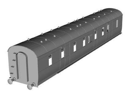 LMS 50ft full brake  coach diagram 1854 1/76 scale