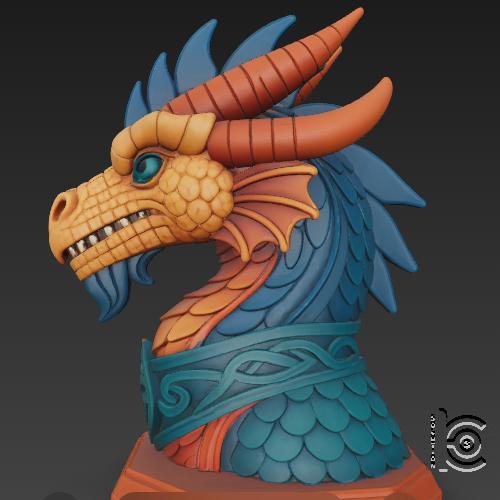 Ancient Dragon Bust - 3D Model for Printing