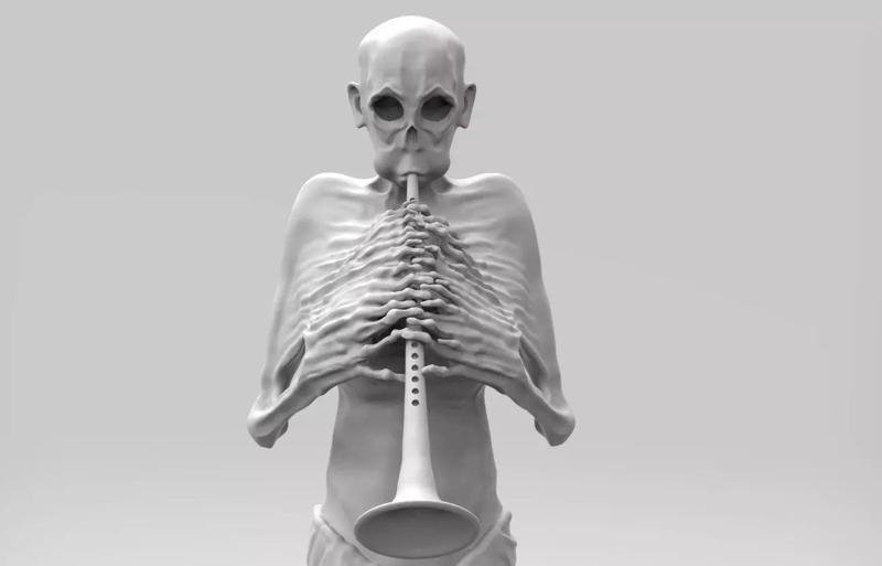 The Bugler statue of skeleton