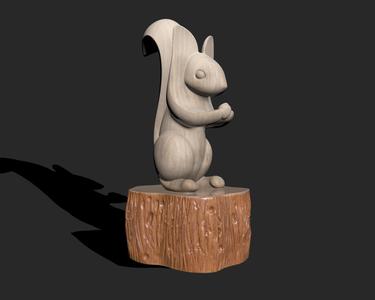 SQUIRREL WOOD ABSTRACT SCULPTURE BUST