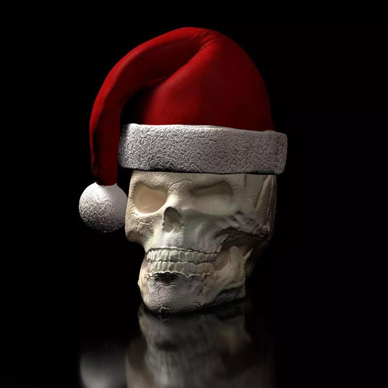 Skull with Christmas Cap