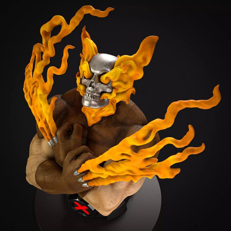 Hellverine  Wolverine  Ghostrider Crossover bust
