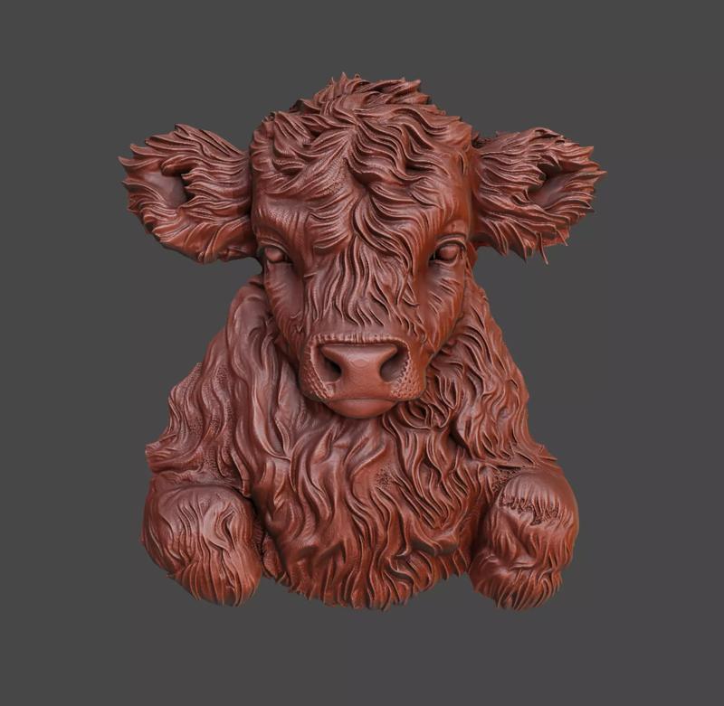 Highland Cow Relief for CNC and 3D Printing