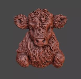 Highland Cow Relief for CNC and 3D Printing