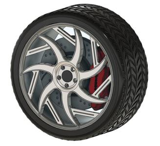 Forgiato girare wheel with pneumatic tyre and brake