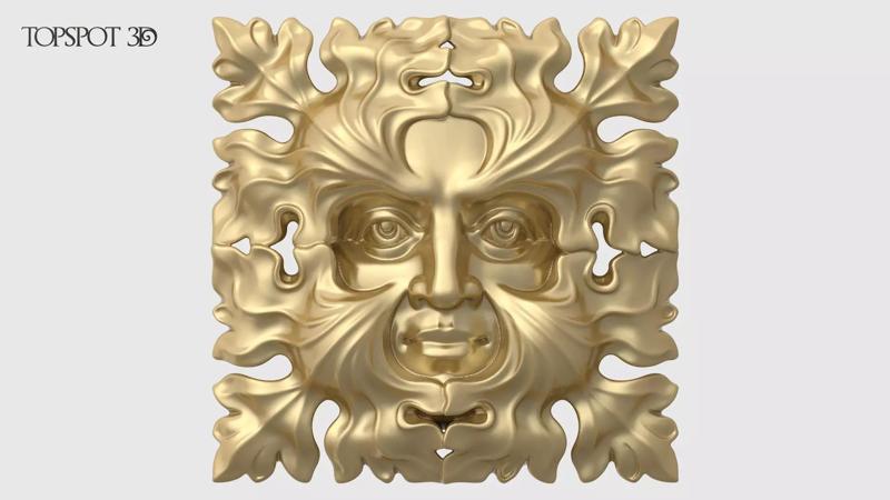 Green Man Square Rosette