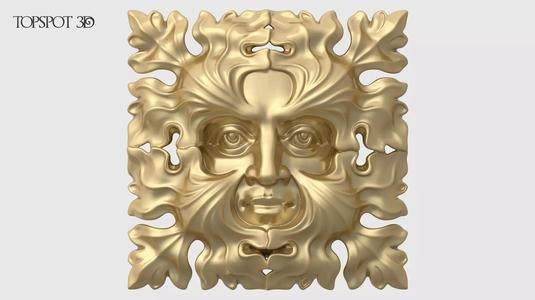 Green Man Square Rosette