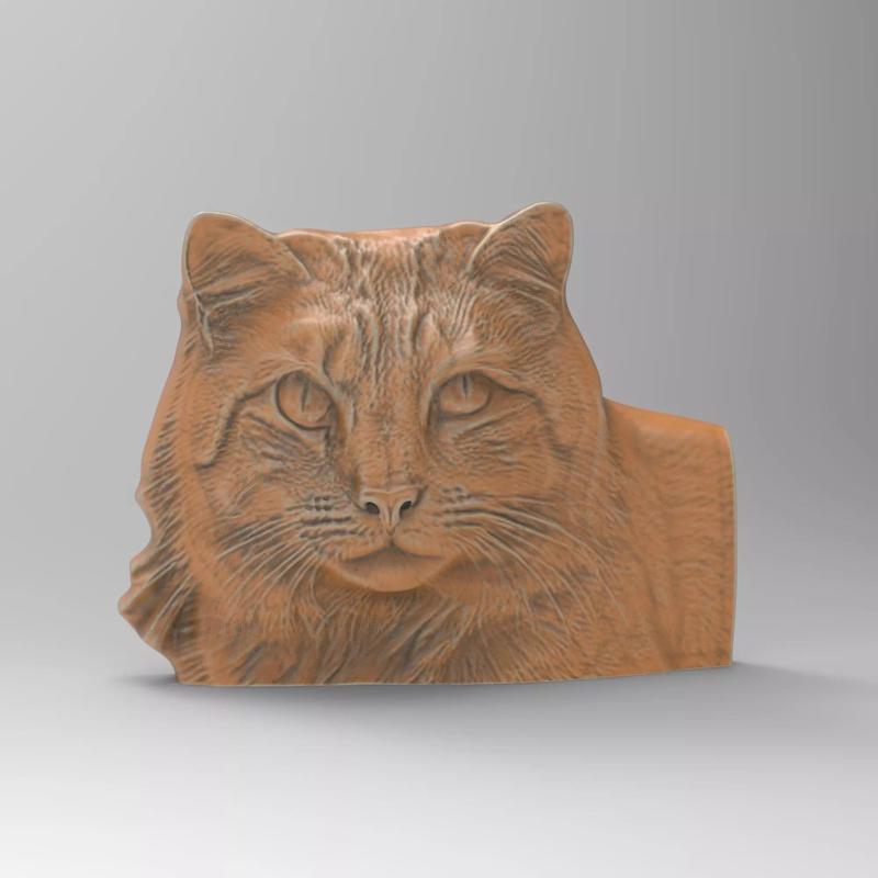 3D Printable Cat Haed Flat Back