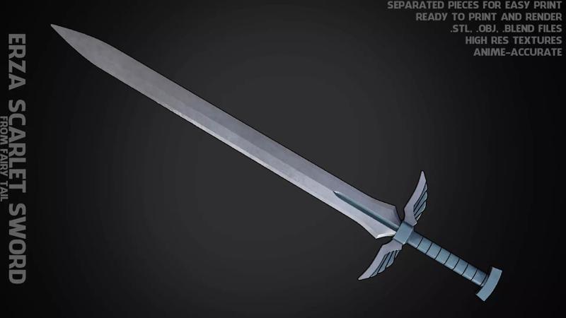 Fairy Tail Erza Scarlet Sword for Cosplay