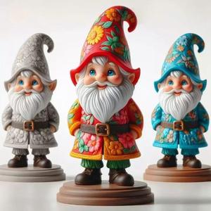 1099Fairy Tale Gnome Color Full Body Figurine on Base