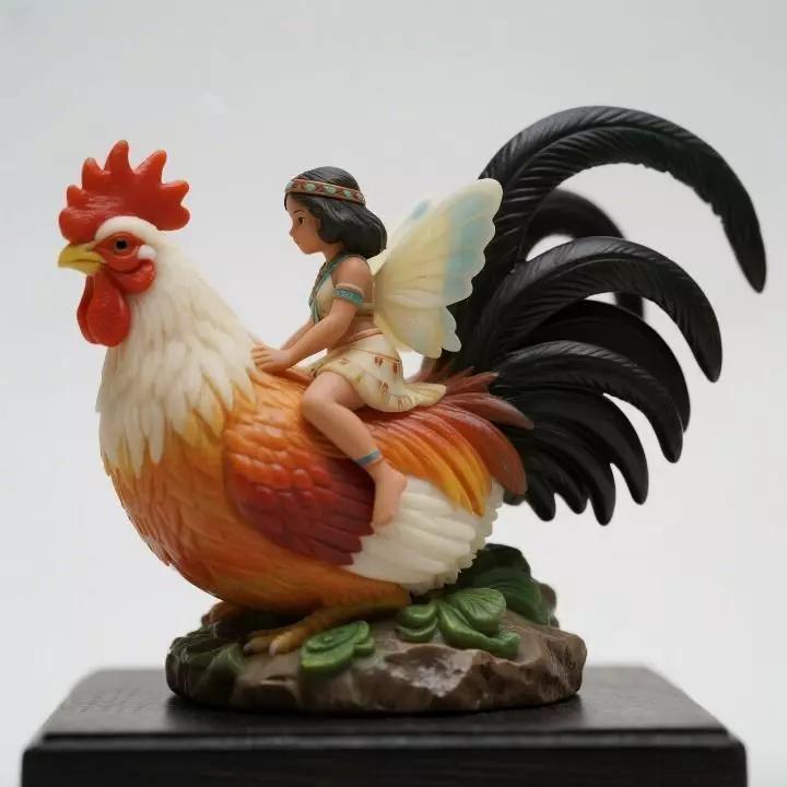 1113Fairy Rider COLORFUL  3D Printed  Fairy on Rooster