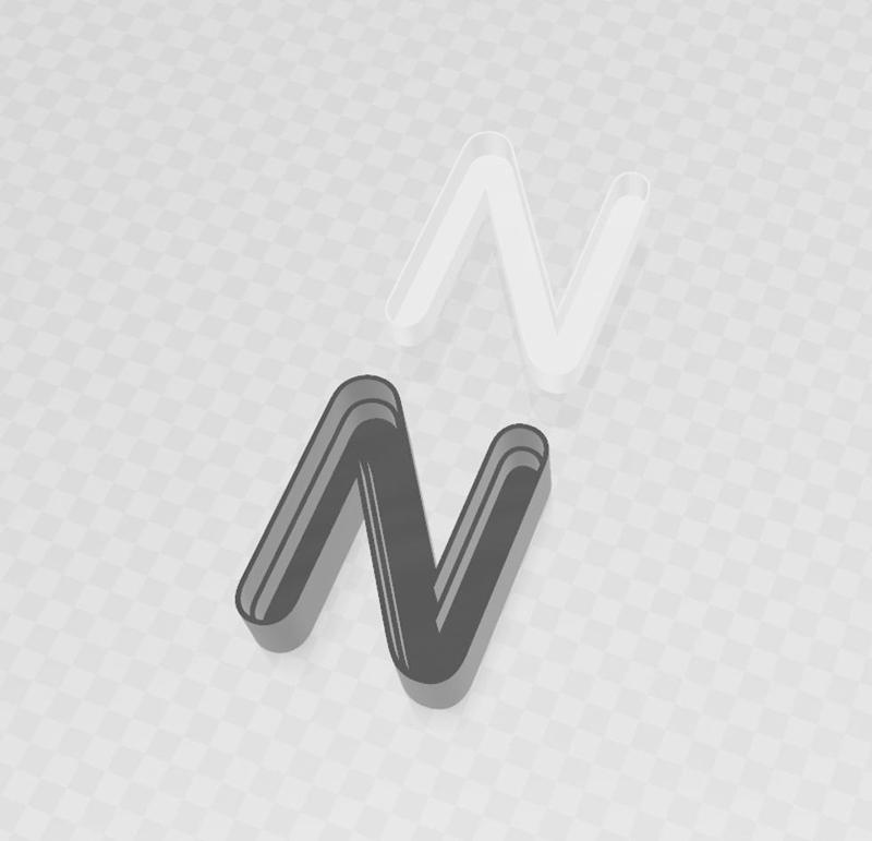 LED letter N body + cover