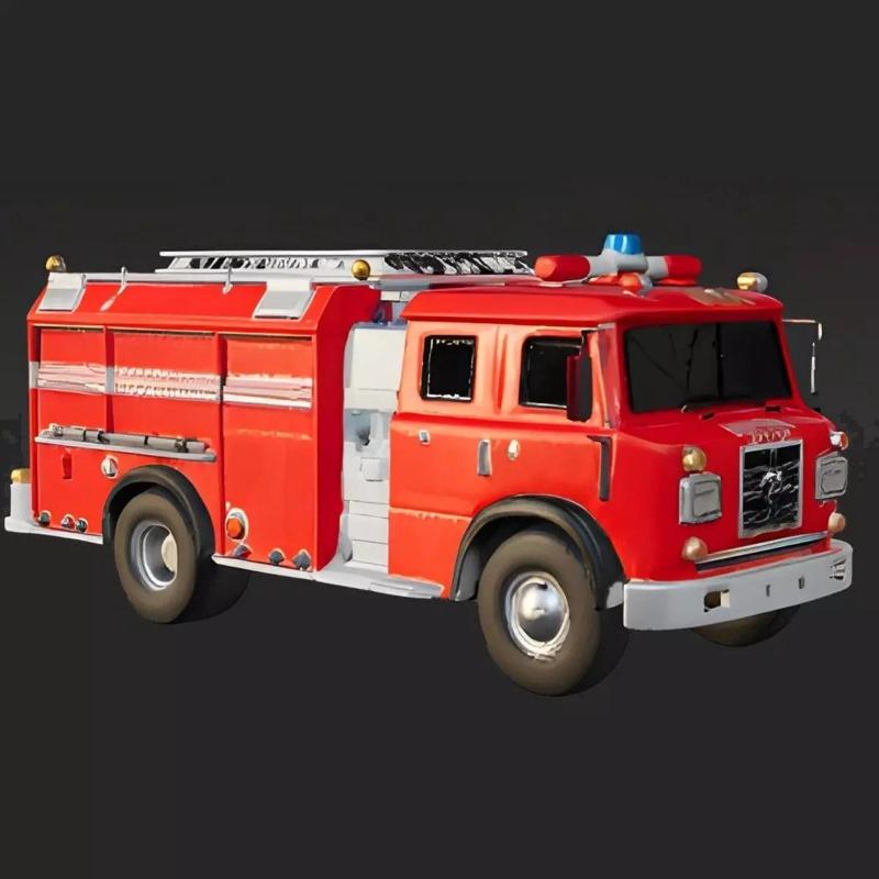 Realistic Detailed Fire Truck 3D Model - Emergency