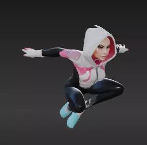 78 - Acrobatic Spider-Verse Girl in Mid-Air Pose - 3D P