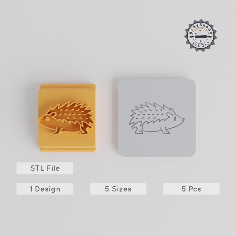 Hedgehog Stamp Tile, 5 Size Set, 20-40mm, Clay & Cookie Fondant Motif, Cute Animal Design Collection PRODUCT_5610