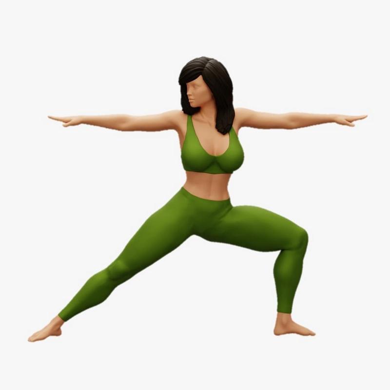 Young Woman Practicing Yoga Lesson Doing Warrior Two 3D Print Model