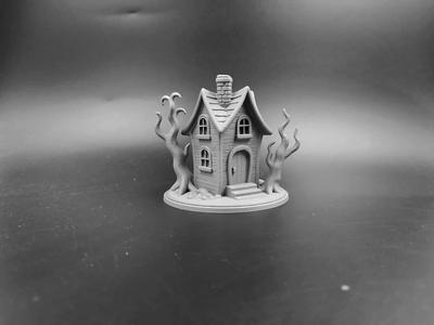 Small Halloween Cottage with Withered Trees
