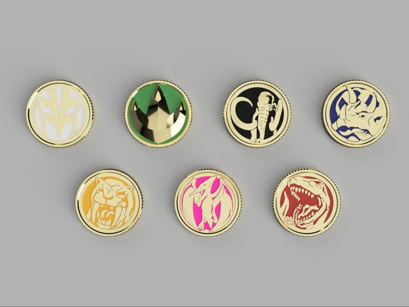 7 Mighty Morphin Power Rangers Colored Coins 