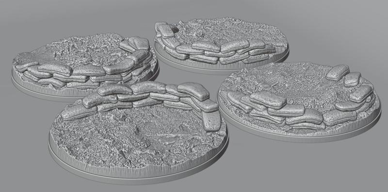 4x 60mm base with sandbags (+toppers)
