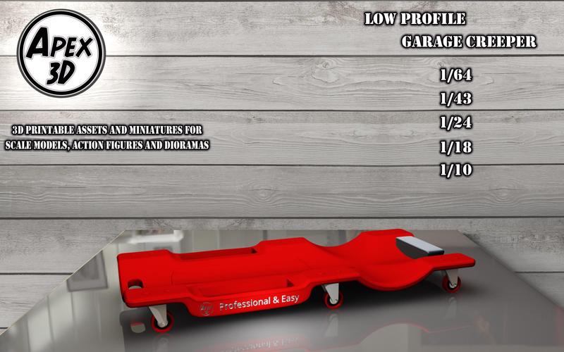 Low profile Garage Creeper 3d printable in various scales