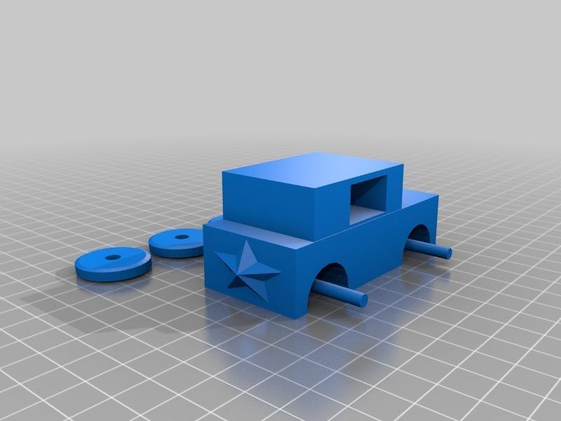 car with rolling wheels