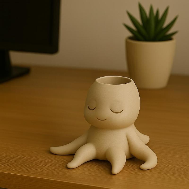 Cute Octopus Planter – Smiling Sea Creature Pot for 3D Printing STL