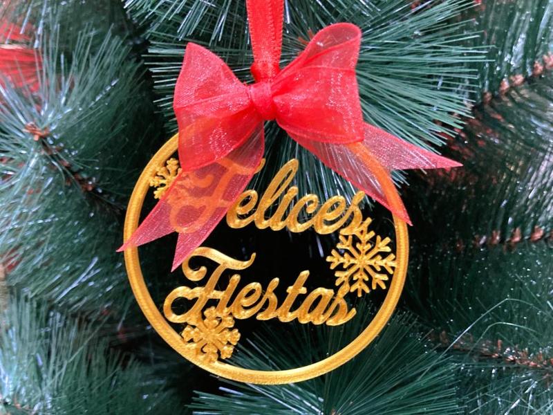 Happy holidays christmas tree ornament